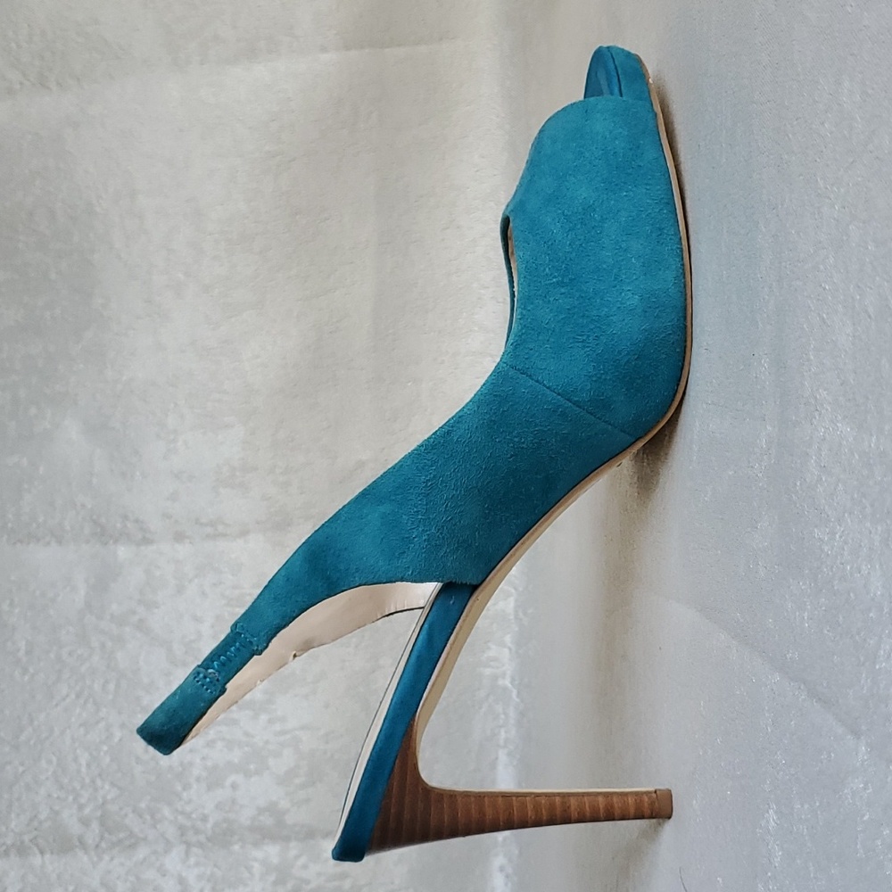 NINE WEST Teal Suede Leather Upper Slingback Heels WOMENS SIZE: 9M